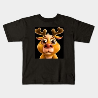 AI Art Cute Chubby Reindeer Abstract Expressionism Effect Kids T-Shirt